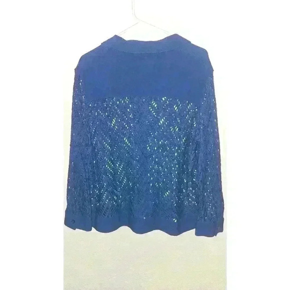 Drapers & Damons Women's Blue Chenille Duster Cardigan PXL Petite Open Front - Picture 5 of 8